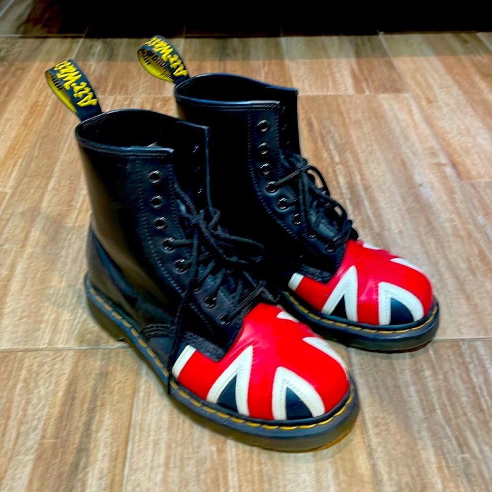 Doc Martins boots, British flag limited edition. Worn only a few times.